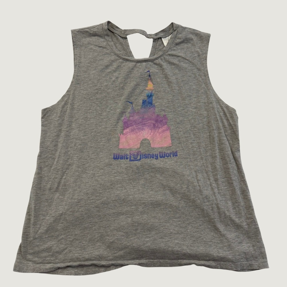 Disney Parks Walt Disney World Gray Castle Graphic Keyhole Tank Top Womens XL